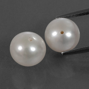 캐럿 천연 실버 화이트 진주 보석, 구형 / 볼, 8.40 mm, 불투명체