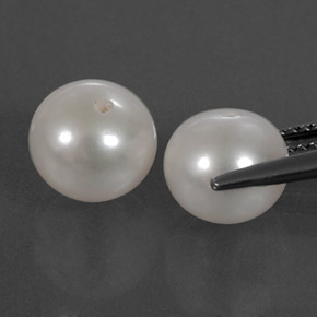 캐럿 천연 실버 화이트 진주 보석, 구형 / 볼, 8.40 mm, 불투명체