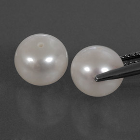 캐럿 천연 실버 화이트 진주 보석, 구 / 공, 불투명체