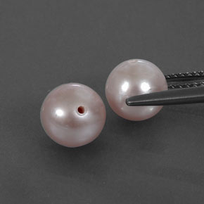 캐럿 천연 실버 핑크 진주 보석, 구형 / 볼, 7.04 mm, 불투명체
