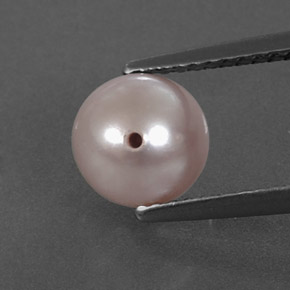 2.43캐럿 천연 실버 핑크 진주, 구형 / 볼, 6.98 mm, 불투명체