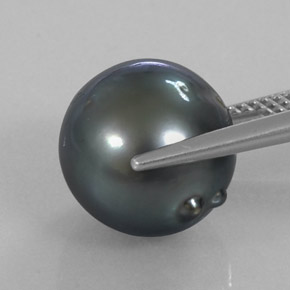 12.32캐럿 천연 다크 그레이 진주, 멋진 모양, 12.76 mm, 불투명체