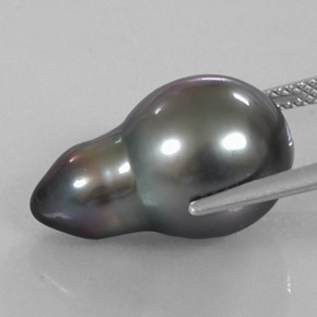 15.12캐럿 천연 은 진주, 배 모양, 불투명체