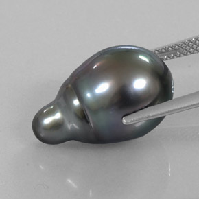 13.21캐럿 천연 실버 진주, 멋진 모양, 17.6×11.2 mm, 불투명체