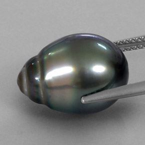 10.38캐럿 천연 실버 진주, 멋진 모양, 15×11.1 mm, 불투명체
