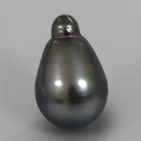 13.94캐럿 천연 실버 진주, 배 모양, 18.2×11.4 mm, 불투명체