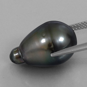 13.94캐럿 천연 실버 진주, 배 모양, 18.2×11.4 mm, 불투명체