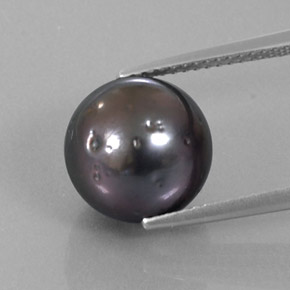 9.20캐럿 천연 어두운 회색 진주, 구형 / 볼, 10.88 mm, 불투명체
