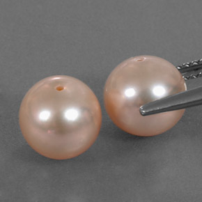 캐럿 천연 실버 핑크 진주 보석, 구형 / 볼, 7.63 mm, 불투명체