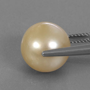 12.37캐럿 천연 골든 진주, 구형 / 볼, 12.07 mm, 불투명체