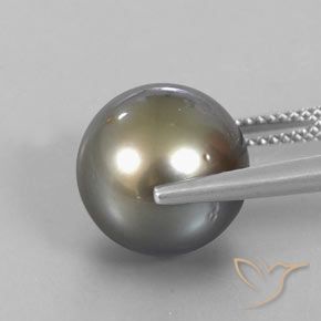 13.25캐럿 천연 미디엄 다크 그레이 진주, 구 / 공, 불투명체