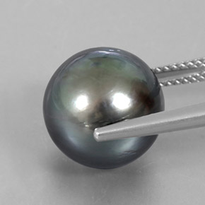12.55캐럿 천연 짙은 회색 진주, 구 / 공, 불투명체