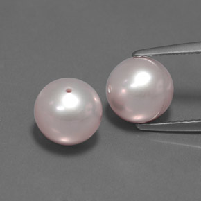 캐럿 천연 실버 핑크 진주 보석, 구형 / 볼, 7.63 mm, 불투명체