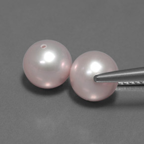 캐럿 천연 실버 핑크 진주 보석, 구형 / 볼, 7.63 mm, 불투명체