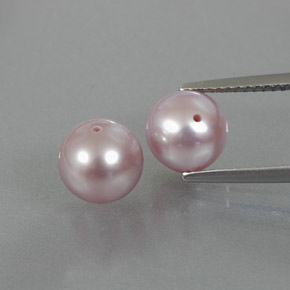 캐럿 천연 실버 핑크 진주 보석, 구형 / 볼, 7.55 mm, 불투명체