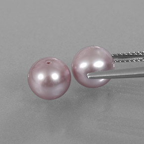 6.22캐럿 천연 실버 핑크 진주 보석, 구형 / 볼, 7.62 mm, 불투명체