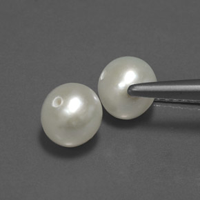 캐럿 천연 크림 진주 보석, 구형 / 볼, 6.04 mm, 불투명체