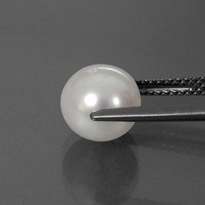 3.93캐럿 천연 실버 화이트 진주, 구형 / 볼, 8.45 mm, 불투명체
