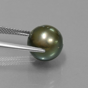 9.57캐럿 천연 짙은 회색 진주, 구 / 공, 불투명체