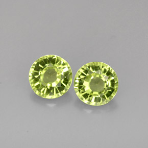 캐럿 천연 생기 있는 그린 페리도트 보석, 라운드 컷, 5.06 mm, VVS-VS