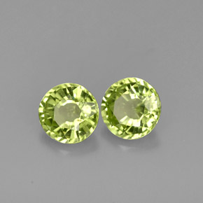 캐럿 천연 생기 있는 그린 페리도트 보석, 라운드 컷, 5.06 mm, VVS-VS