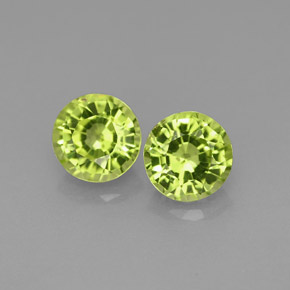 캐럿 천연 생기 있는 그린 페리도트 보석, 라운드 컷, 5.05 mm, VS
