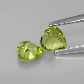 캐럿 천연 생기 있는 그린 페리도트 보석, 하트 모양, 5.1×5.1 mm, VS