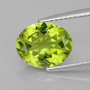 2.42캐럿 천연 생기 있는 그린 페리도트, 타원형 컷, 9.9×8 mm, VS