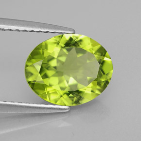 2.42캐럿 천연 생기 있는 그린 페리도트, 타원형 컷, 9.9×8 mm, VS