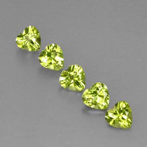 캐럿 천연 생기 있는 그린 페리도트 보석, 하트 모양, 5.1×4.9 mm, VS