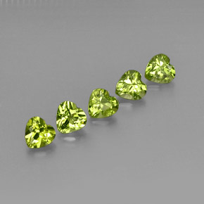캐럿 천연 생기 있는 그린 페리도트 보석, 하트 모양, 5.1×5.1 mm, VS