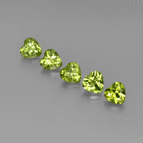 캐럿 천연 생기 있는 그린 페리도트 보석, 하트 모양, 5.1×5.1 mm, VS
