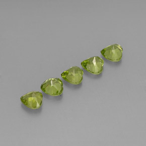 캐럿 천연 생기 있는 그린 페리도트 보석, 하트 모양, 5.1×5.1 mm, VS
