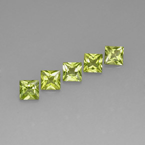 캐럿 천연 생기 있는 그린 페리도트 보석, 스퀘어, 5.1×5 mm, VS