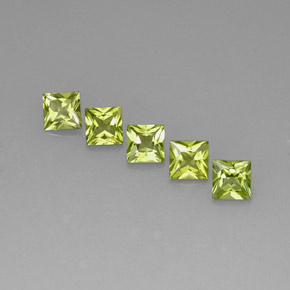 캐럿 천연 생기 있는 그린 페리도트 보석, 스퀘어, 5.1×5 mm, VS