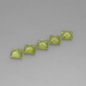 캐럿 천연 생기 있는 그린 페리도트 보석, 스퀘어, 5.1×5 mm, VS