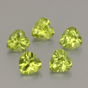캐럿 천연 생기 있는 그린 페리도트 보석, 하트 모양, 5.1×5.1 mm, VS