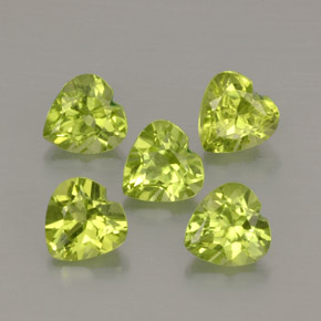 캐럿 천연 생기 있는 그린 페리도트 보석, 하트 모양, 5.1×5.1 mm, VS