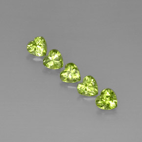 캐럿 천연 생기 있는 그린 페리도트 보석, 하트 모양, 5×4.9 mm, VS