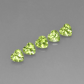 캐럿 천연 생기 있는 그린 페리도트 보석, 하트 모양, 5×4.9 mm, VS