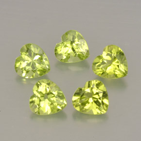 캐럿 천연 생기 있는 그린 페리도트 보석, 하트 모양, 5.1×4.9 mm, VS