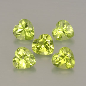 캐럿 천연 생기 있는 그린 페리도트 보석, 하트 모양, 5.1×4.9 mm, VS