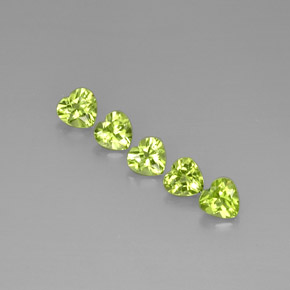 캐럿 천연 생기 있는 그린 페리도트 보석, 하트 모양, 5×5 mm, VS