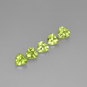 캐럿 천연 생기 있는 그린 페리도트 보석, 하트 모양, 5×5 mm, VS