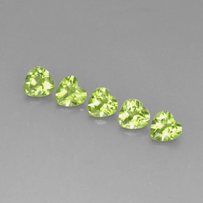 캐럿 천연 생기 있는 그린 페리도트 보석, 하트 모양, 5×4.9 mm, VS