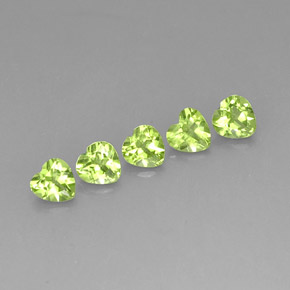 캐럿 천연 생기 있는 그린 페리도트 보석, 하트 모양, 5×4.9 mm, VS