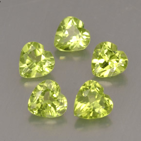 캐럿 천연 생기 있는 그린 페리도트 보석, 하트 모양, 5.1×5.1 mm, VS