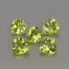 캐럿 천연 생기 있는 그린 페리도트 보석, 하트 모양, 5.1×5 mm, VVS-VS