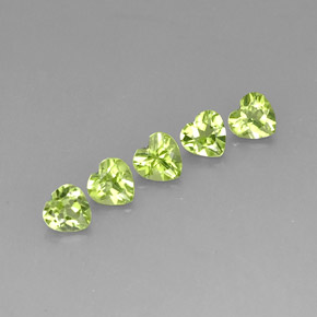 캐럿 천연 생기 있는 그린 페리도트 보석, 하트 모양, 5.1×5.1 mm, VS