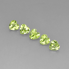 캐럿 천연 생기 있는 그린 페리도트 보석, 하트 모양, 5.1×5.1 mm, VS